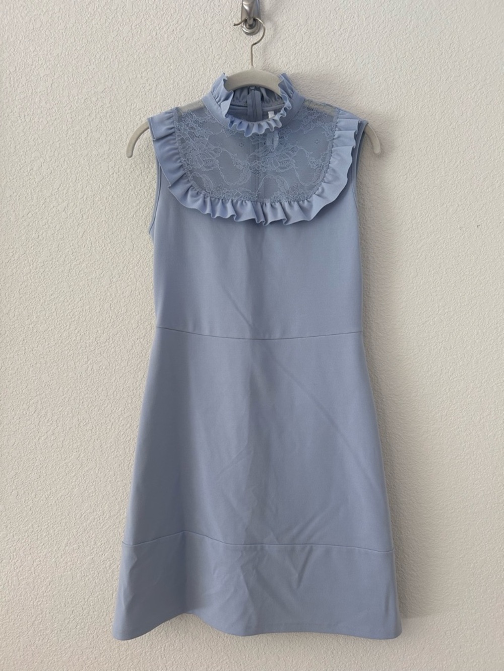 Imperial Periwinkle Blue Sleeveless Ruffle and Lace Mini Dress Size S